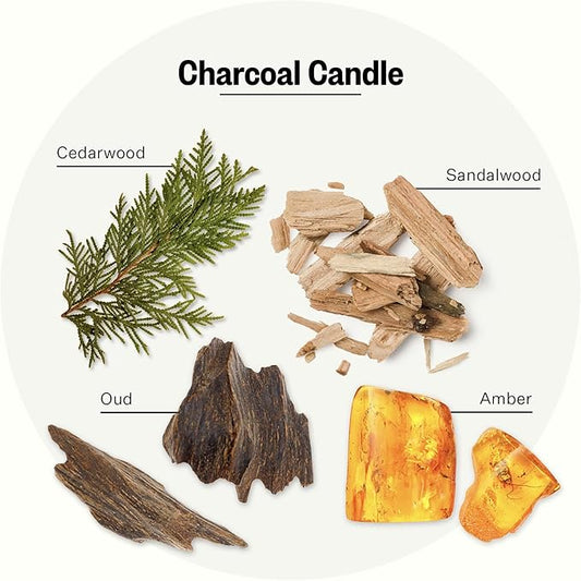 Apotheke 3-Wick Scented Candles for Home, Charcoal - 26 oz Soy Wax Jar Candle Gift for Women - Long-Lasting Fragrance with Perfume-Grade Essential Oils - Cedarwood, Sandalwood, Oud & Amber