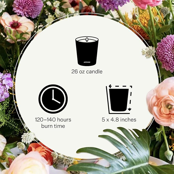 Apotheke 3-Wick Scented Candles for Home, Sea Salt Grapefruit - 26 oz Soy Wax Jar Candle Gift for Women - Long-Lasting Fragrance with Perfume-Grade Essential Oils - Pepper, Dew Drops & Tarragon