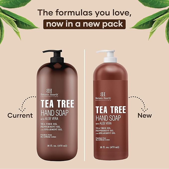 Botanic Hearth Tea Tree Liquid Hand Soap | Sulfate Free Formula | Multi Purpose Hand Wash With Aloe Vera And Premium Grade Tea Tree Oil, Pump Dispenser | 16 Fl Oz