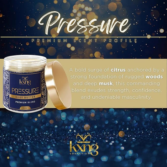 KXNG Cosmetics, Body Butter, Organic Skin Care for Men and Women, Body Moisturizer Lotions and Creams, Raw Shea Butter, Cocoa Butter, Mango, Coconut Oil, Hand, Foot, All Skin Types (Pressure)