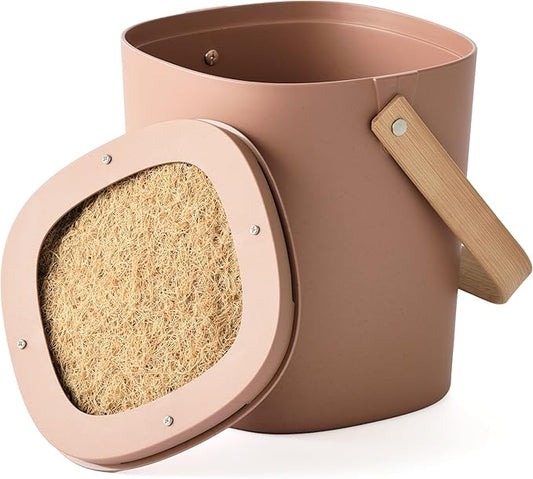 Bamboozle - 1 Gallon Compost Bin, Comes with Hemp-Based Filter, Sustainable Materials, Indoor Countertop Composter, Home & Garden Supplies, Terracotta