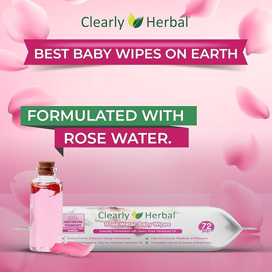 Baby Wipes, Rose Water Formula, made with Essential Oils and Natural Herbal Extracts, Parent's Choice, Case Pack 864 Plant Based Wipes (12 Packs x 72 Count)
