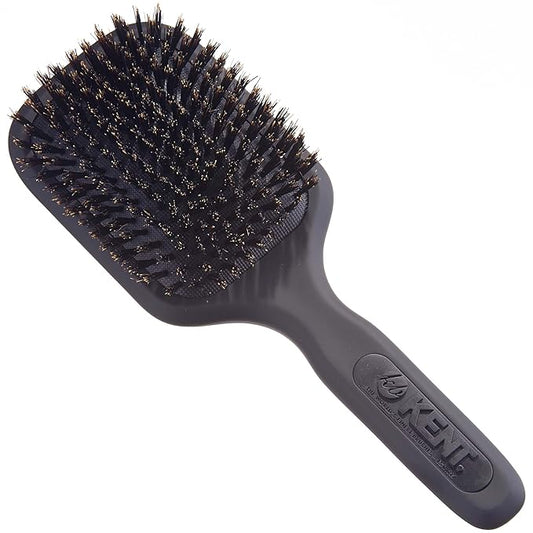 Kent AH13G Airhedz Pro Pure Bristle Paddle Brush (Medium, Grey) Detangler Brush for Curly, Thick, or Wet Hair - for Smoothing and Finishing
