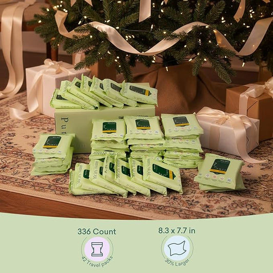 PurComfy Baby Wipes Unscented, 42 Travel Pack 99.9% Water Wipes with Plant Based, Hypoallergenic for Sensitive Newborn Skin, Total 336 Count Wet Wipes