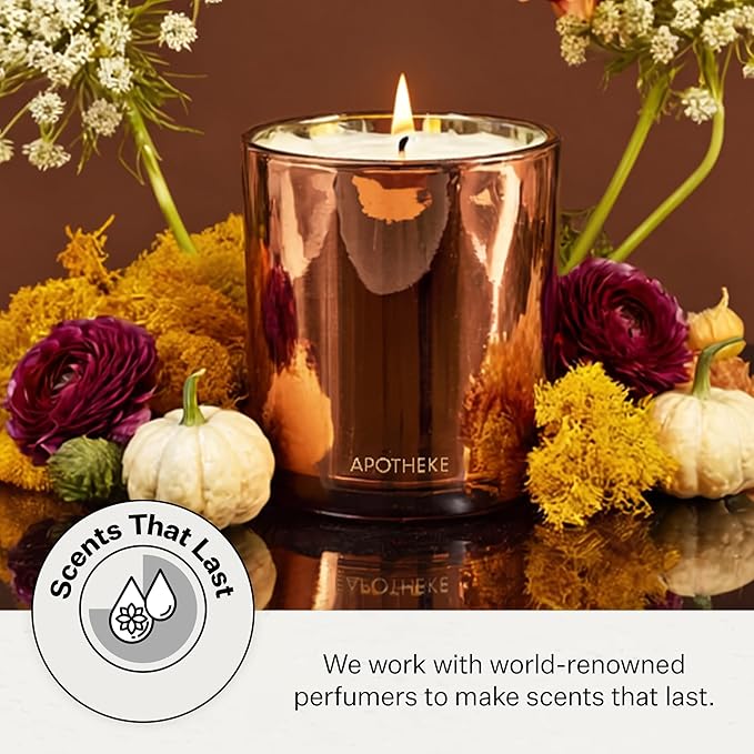 Apotheke Signature Candle Scented Candles for Home, Pumpkin Ginger - 10.5 oz Seasonal Soy Wax Jar Candle - Long-Lasting Fall Scented Fragrance with Perfume-Grade Fragrance Oils