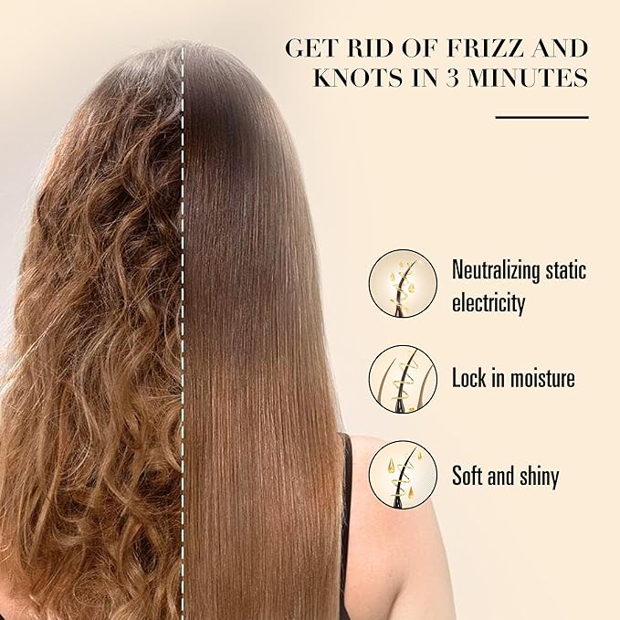 Bamboo Brush for Hair Growth – Natural Bamboo Bristles Detangling & Scalp Massage Hairbrush – Ergonomic Wooden Handle – All Hair Types for Women, Men & Kids