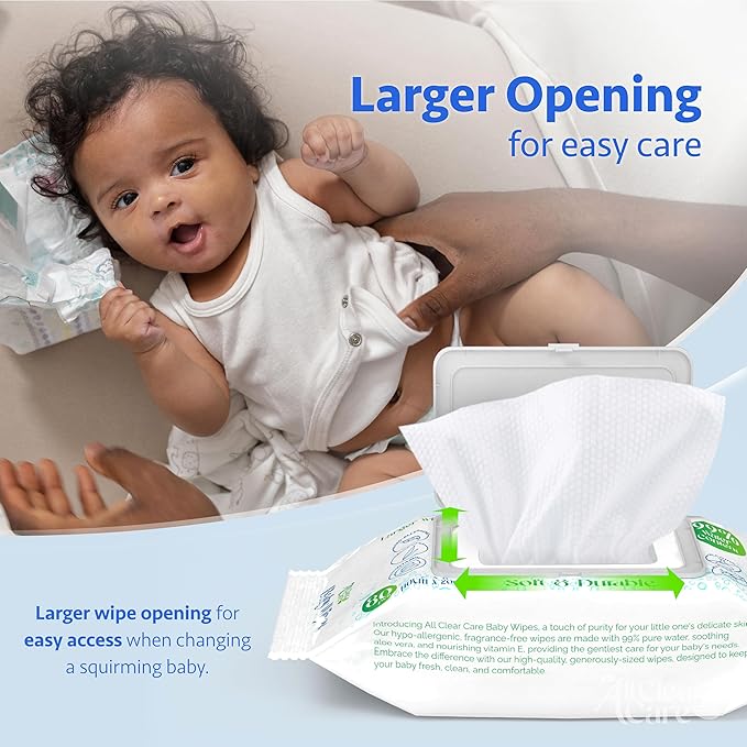 Baby Wipes, Bulk Unscented 24PK (1920 Wipes), 99% Water for Sensitive Skin, Large Soft Durable, Gentle & Hypoallergenic for Babies & Adults, Vitamin E and Aloe, Flip Top Lid