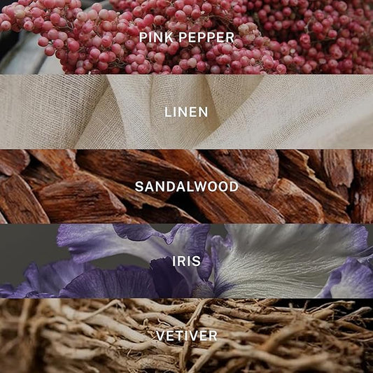 Hotel Lobby Linen Candle – Luxury Hand-Poured 9.75oz 100% Soy Wax with Pink Pepper, Linen, Sandalwood, Iris, and Vetiver – Paraffin-Free, Infused with Essential Oils, 65-Hour Clean Non-Toxic Burn