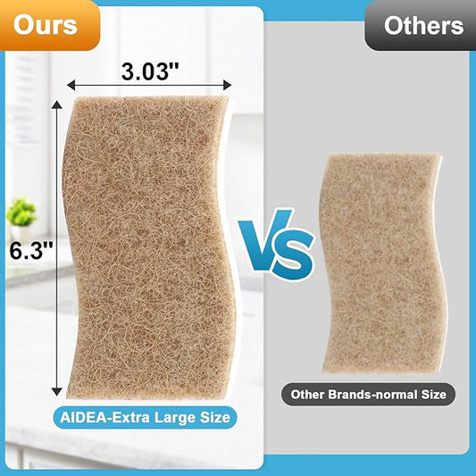 AIDEA XL Scrub Sponges Non-Scratch, 6Count, Large Natural Sponge for Non Stick Cookware, Sponges Kitchen, Cellulose Cleaning Sponge for Dishes, Kitchen, Bathroom, Household