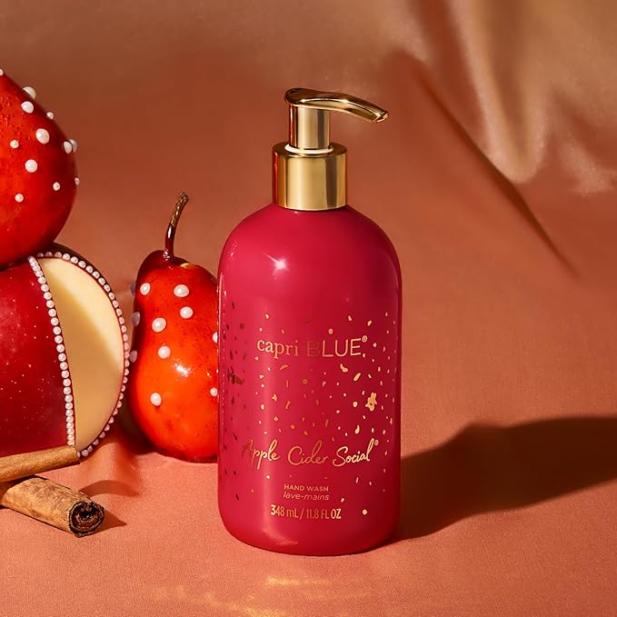 Capri Blue Large Moisturizing Hand Wash Soap - Liquid Hand Soap with Pump Bottle - Gentle & Hydrating Skin Care - Notes of Crisp Apple, Cinnamon & Juicy Pear (Apple Cider Social, 11.8 fl oz)