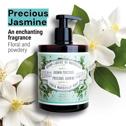 Panier des Sens - Moisturizing Hand Soap - Jasmine Floral Fragrance - French Traditional Savon de Marseille Soap - Refillable Kitchen & Bathroom Soap - 16.9 Fl.oz Liquid Hand Wash 96% Natural
