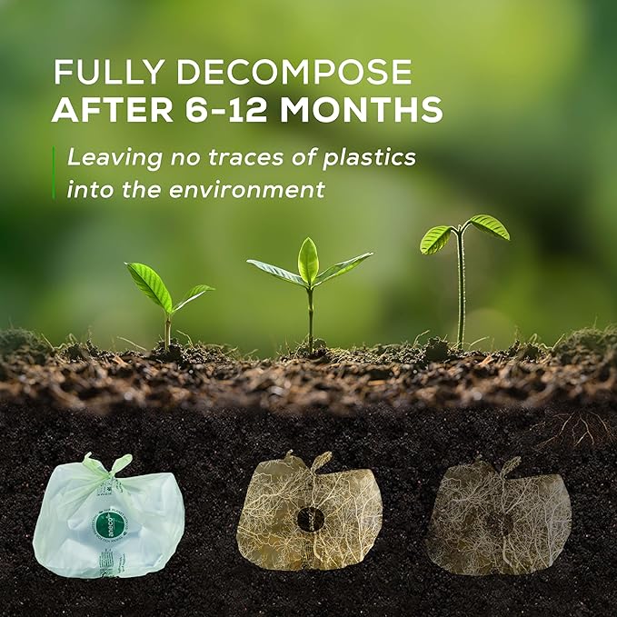 ANECO 4 Gallon Compostable Food Waste Bags with Handles, Extra Thick Compost Bags for Medium Kitchen Garbage/Bathroom Bin, OK Compost HOME & BPI Certified Compostable Bags