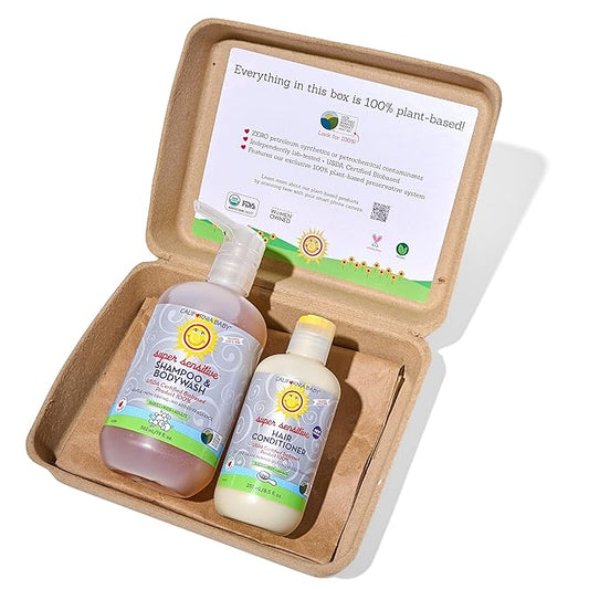California Baby Super Sensitive Baby Shampoo and Conditioner Set | 100% Plant-Based Baby Bath Set | 19oz Unscented Body Wash + 8.5oz Conditioner |