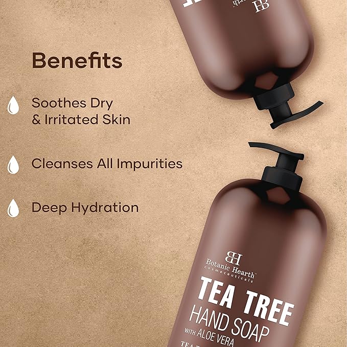 Botanic Hearth Tea Tree Liquid Hand Soap | Sulfate Free Formula | Multi Purpose Hand Wash With Aloe Vera And Premium Grade Tea Tree Oil, Pump Dispenser | 16 Fl Oz