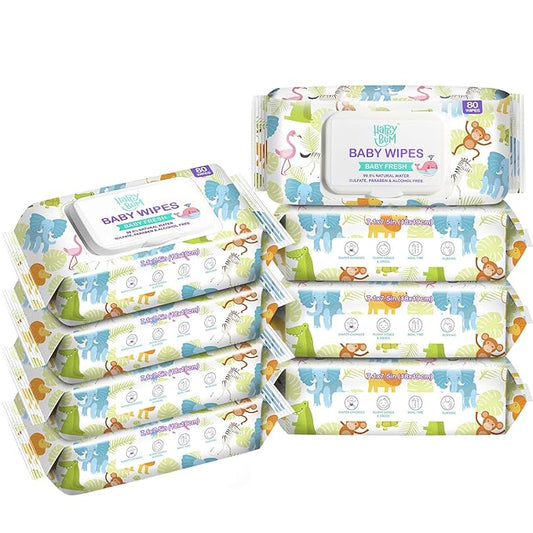 HAPPY BUM Baby Wipe Wet Wipes, Baby Wipes Unscented, 8 Packs, 640 Count