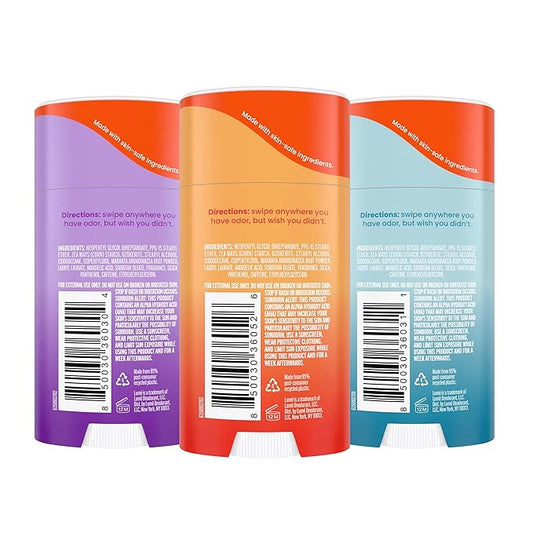 Lume Whole Body Deodorant - Smooth Solid Stick - 72 Hour Odor Control - Aluminum Free, Baking Soda Free and Skin Safe - 2.6 Ounce (Pack of 3) (Clean Tangerine, Lavender Sage, Unscented)