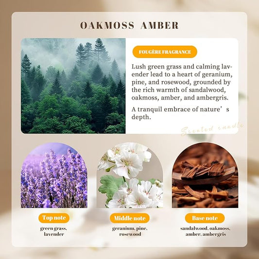 PARTYHIPPO Coconut Shell Scented Candle – 60-Hour Burn, Natural Soy Wax with Essential Oils – Eco-Friendly, Handmade Aromatherapy Candle for Relaxation, Stress Relief & Home Decor (Oakmoss Amber)