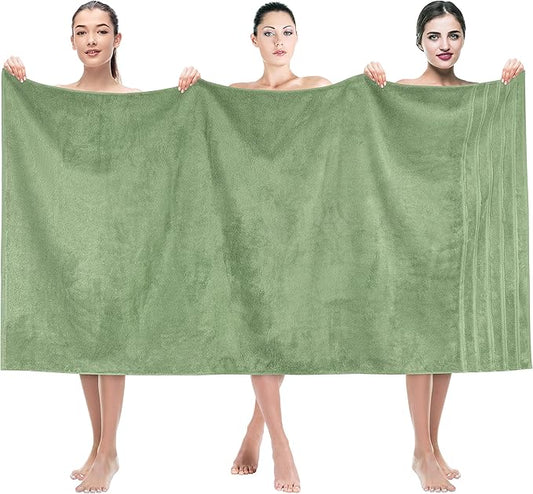 American Soft Linen 35x70 Jumbo Large Bath Towels, 600 GSM 100% Cotton Turkish Bath Sheet, Oversized Luxury Bath Towels for Bathroom Beach and Pool, Sage Green
