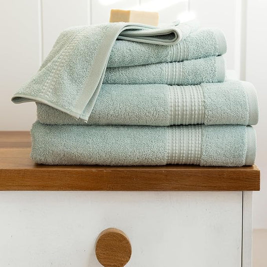 100% Turkish Cotton Towel Set of 6 - Soft, Plush & Super Absorbent - Premium Set with 2 Bath Towels, 2 Hand Towels, and 2 Washcloths - Made in Turkey (Mint Green, 6-Piece Towel Set)