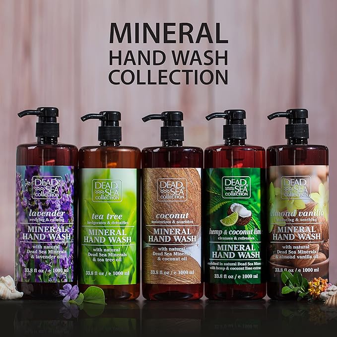 Dead Sea Collection Hand Soap Pump Lavender - Moisturizing Hand Wash Liquid with Dead Sea Minerals and Lavender Oil, Reviving, Calming - Pack of 2 (33.8 Fl Oz Each) - 67.6 Fl Oz Total