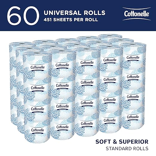 Cottonelle Professional Standard Roll Bulk Toilet Paper (17713), 2-Ply, White (60 Rolls of 451 Sheets, 27,060 Sheet Total)