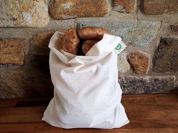 Reusable Bulk Bin Bags for Bulk Foods - Reusable Cloth Kitchen Bags for Dry Goods - 100% Organic Cotton Muslin Sacks for Produce, Home Storage and Toys (3 Large, 3 X-Large)